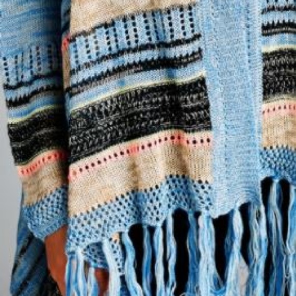 Blue Striped Boho Knitted Cardigan - Picture 5 of 8